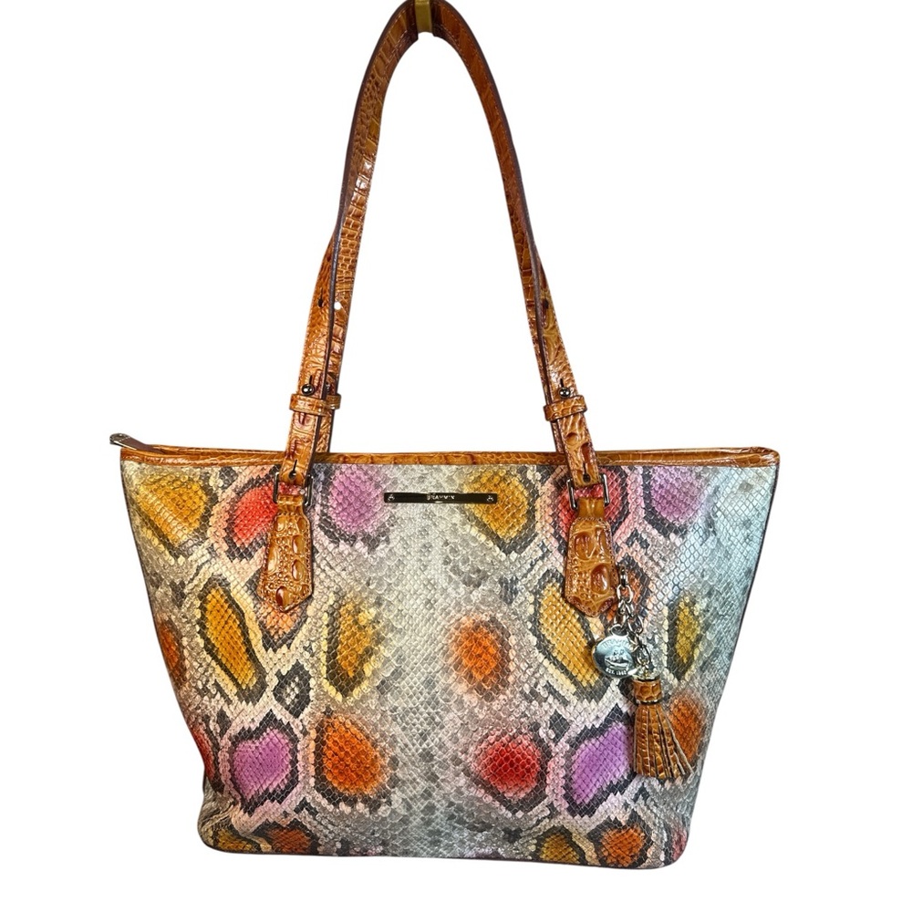 Brahmin EUC Medium Asher Multicolor Snake Print Tote - Picture 3 of 17